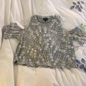 Topshop Skeleton print Cold Shoulder Crop Too